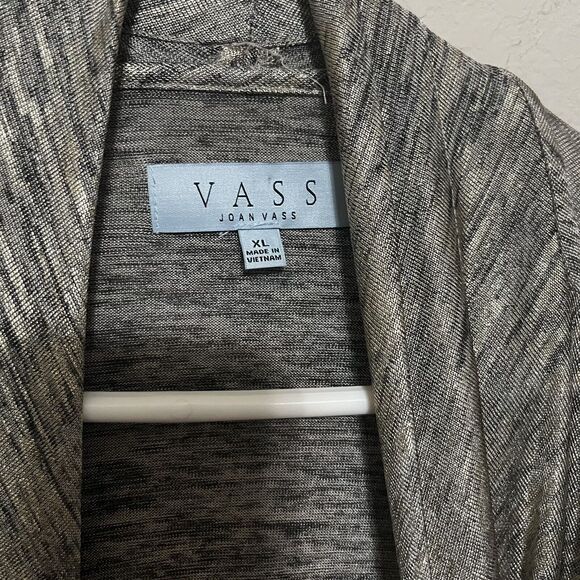 Joan Vass Gold Metallic Cardigan Womens Open Front Knit Plus Size XL - Picture 3 of 8